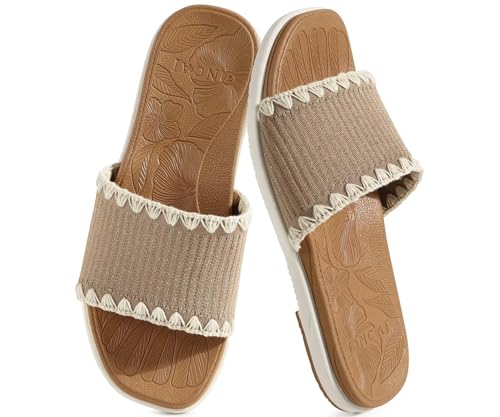 ONCAI Women’s Flat Slides Sandals Size 10 Soft Knitted with