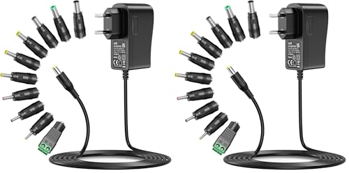 Zolt 36W 12V 3A Alimentation Universelle 12V 1A 2A 3A Transformateur d'alimentation AC avec 9 Prises DC pour l'électronique, 3000mA Max. (Lot de 2)