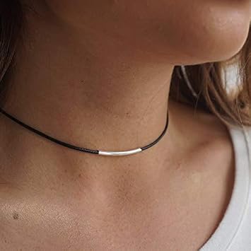 Leather Choker Thin Necklace 