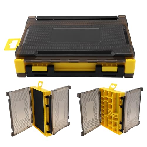 Caixa de armazenamento de acessórios de pesca, organizador de ganchos de dupla face, estojo de isca de pesca para armazenar acessórios de isca (20,5 x 14,5 x 4,5 cm)