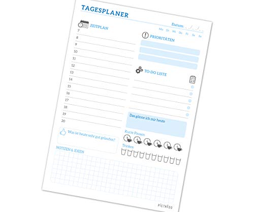 To Do Listen Block A5, 50 Blatt Tagesplaner ohne Datum - inkl. Zeitplan, Prios und Habit-Tracker, ToDo Planer für mehr Organisation Motivation, Daily Planner, Notizblock für tägliche Aufgaben (Blau)