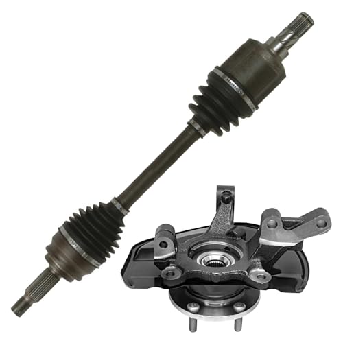 Image of Detroit Axle - Front Left Steering Knuckle Kit for 07-17 Jeep Compass Patriot, 07-12 Dodge Caliber, Driver Side Steering Knuckle & Wheel Bearing Hub CV Axle 2007 2008 2009 2010 2011 2012 Replacement