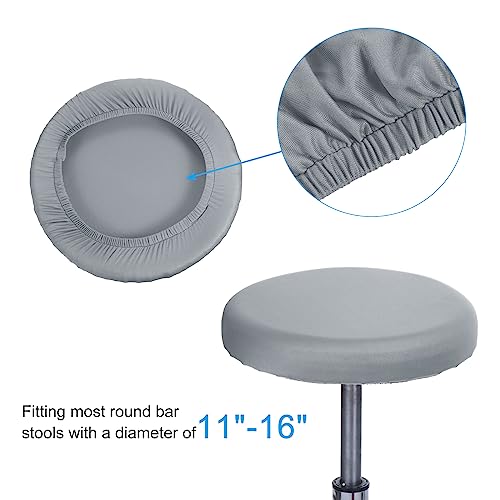PATIKIL 9.5" Round Bar Stool Cover, 4 Pack Washable Elastic Stool Cover for Diameter 11"-13" Chair, Silver Gray - Image 3