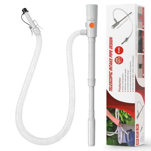 FIVAVA Elektrische Benzinpumpe 3 2 GPM Hochgeschwindigkeits-Transferpumpe USB-C & 4AA Doppelstromversorgung Teleskop-Saugrohr 30-43cm Kanisterpumpe für Diesel mit Automatische Abschaltung