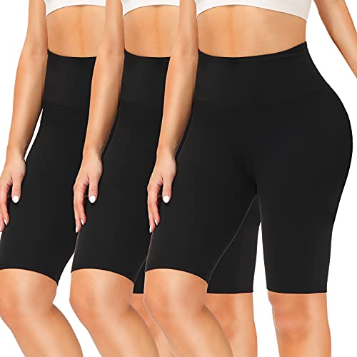 SIMIYA Cycling Shorts for Women, 3 Pack High Waisted Shorts Leggings, Stretchy Gym Shorts Pants for Running Yoga Workout (M, Black-1)