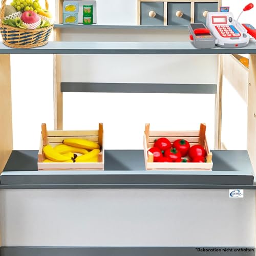 Foto von Coemo Kaufladen Kinder Kaufmannsladen Lilly Holz Verkaufsstand mit 3, Grau
