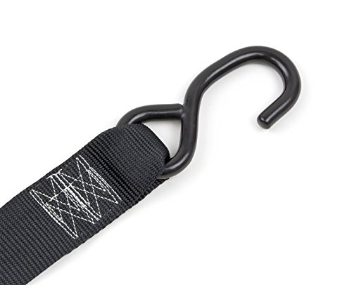 Powertye 2In X 8Ft Cam Buckle Tie-Downs With S-Hooks - Made In Usa - 600 Lb. Working Load Limit / 1,800 Lb. Breaking Strength - Black (Pair) #TOP2