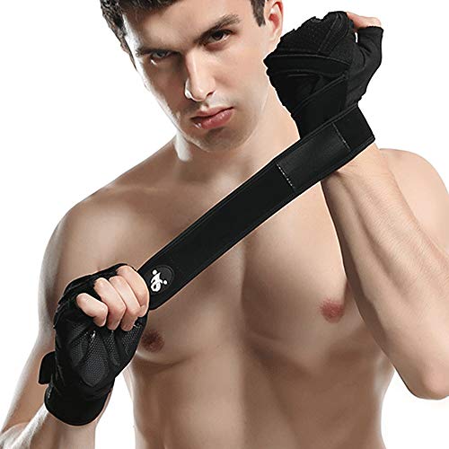 Andoer Luvas de treino Luvas de ginástica respiráveis ​​para levantamento de peso Luvas de treino pa