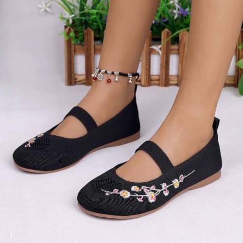 Women's Embroidered Mesh Ballet Comfortable Casual Mary Jane Shoes for Walking Daily Outfits3