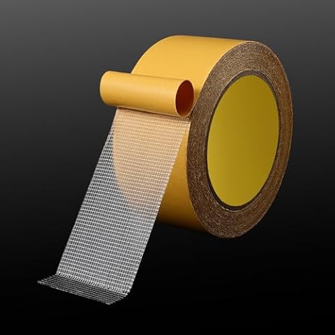 SICCOMA Double Sided Tape Woodworking Tape Super Thin Strong Viscosity Fiber Mesh Carpet Tape 2 in by 66 FT High Tack Two Sided Woodworking Tape Super Sticky Removable Residue Free Dual Sided Tape Cover
