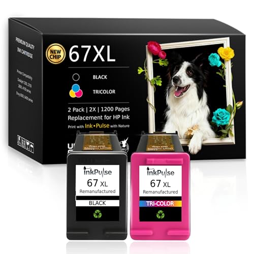 67XL Ink Cartridges Black/Color Combo Pack Compatible for HP Printer DeskJet 2700 2700e 2755 2755e 2800 2827e 2852 2855e 4100 4100e 4155e 4227 4255e for HP Envy 6000 6455e 6055e