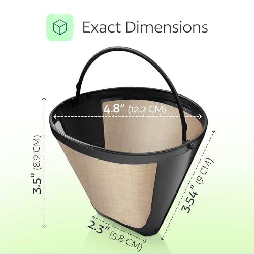 2er-Pack #4 wiederverwendbare permanente Kegel-Kaffeefilter, kompatibel mit Cuisinart Brauern für 10–14 Tassen (DCC-3200, DCC-1200, DCC-3400) und Ninja-Kaffeemaschinen, Edelstahlgeflecht – Bild 4