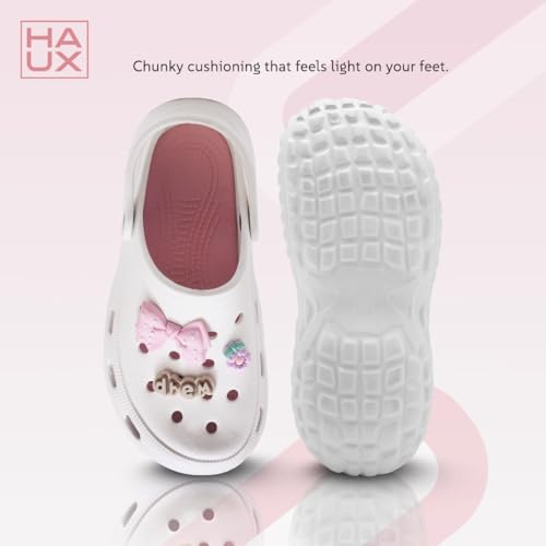 Image of HAUX Women's Classic Charms Clogs /Sandals with Adjustable Back Strap for Adult | Comfortable & Light Weight | Stylish & Anti-Skid | Everyday Use Clogs for Girls & Ladies