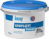 Knauf 696535 Uniflott Finish Gipsspachtel End-Verspachtelung von Gipsplattten-Fugen, 6 kg – Spachtel, Feinspachtel-Masse gebrauchsfertig, weiß