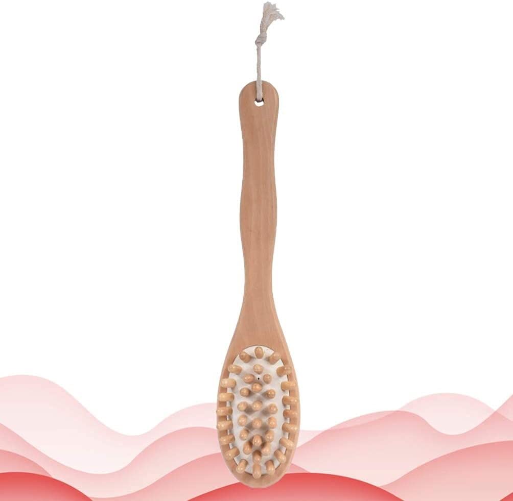 CJBHSD Cepillo Corporal con Mango Largo de Madera, Cepillo Exfoliante para Masaje de Piel Seca o húmeda, Limpiador de Espalda, cepillos para baño y Cuerpo