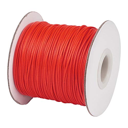 Cheriswelry 85 Yards Environmental Waxed Cord 1mm Korean Polyester Beading String Cords Threads Orange Red Knotting Braiding Round Cord Ropes for DIY Bracelet Macrame Necklace Jewelry Making