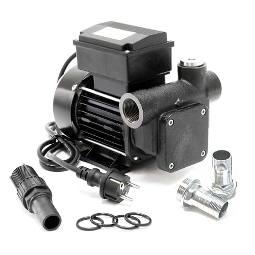 Wiltec Heizöl- und Dieselpumpe 230V 550W 80l/min, Selbstansaugende Umfüllpumpe mit 2 m Ansaughöhe und Rückschlagventil, Absaugpumpe
