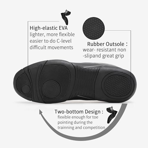 Girls Cheer Shoes Black Breathable Cheerleading Shoes Non-Slip for Cheer Competitions, Practice, Dance, Gymnastics Size Big Kid Size 1.5 to Women Size 10.54