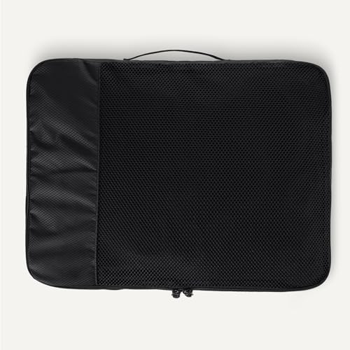 Image of Amazon Essentials 4-Piece Packing Cubes Travel Accessories Set, Luggage Organizer with Double Zipper, Mesh Top, Space-Saving, Large, Black (Previously Amazon Basics)