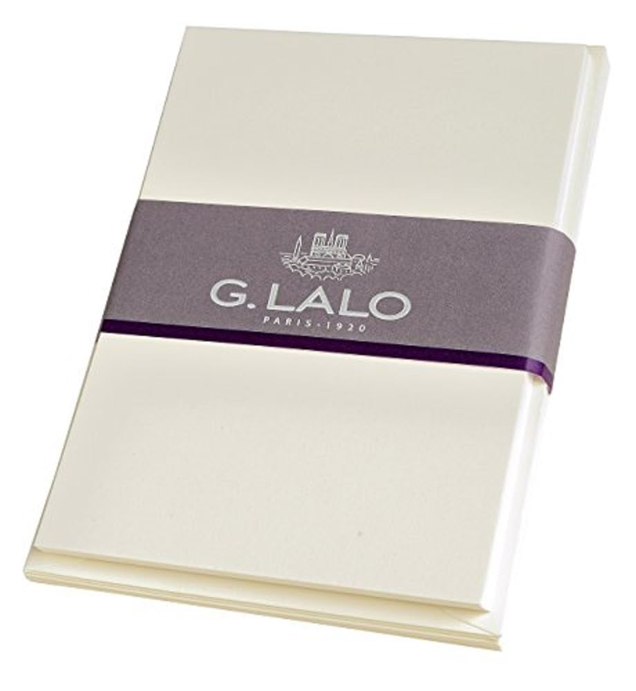 Lalo 29300L – Zestaw korespondencyjny: 10 kart wizytowych 10,7x15,2 cm 350g i 10 kopert z podszewką 11,4x16,2 cm – papier Vélin Pur Coton (aksamitny z bawełną), kolor kremowy