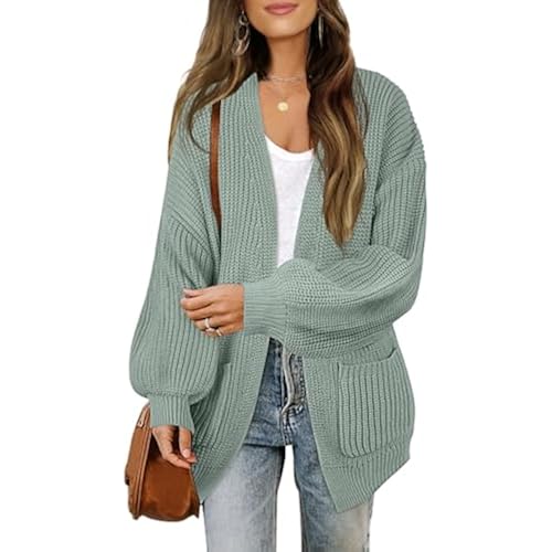 MEROKEETY Long Sleeve Oversized Cardigan Sweaters for Women | Fall Winter Sweaters, Open Front, Chunky Knit, 2026 Casual Work Outerwear with Pockets