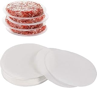 YQL Burger Paper Sheets 14cm, 200pcs 5.5 inches Non Stick Wax Discs Paper Precut Parchment Paper Round for Burger Press Patty Separate Cake Baking Freezing