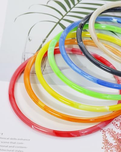 PENTA ANGEL Neon Acrylic Bracelets for Women 14Pcs Adults Size 80s 90s Retro Marbling Rock Pop Disco Punk Bangle Ring for Graduation Halloween Party Costume3