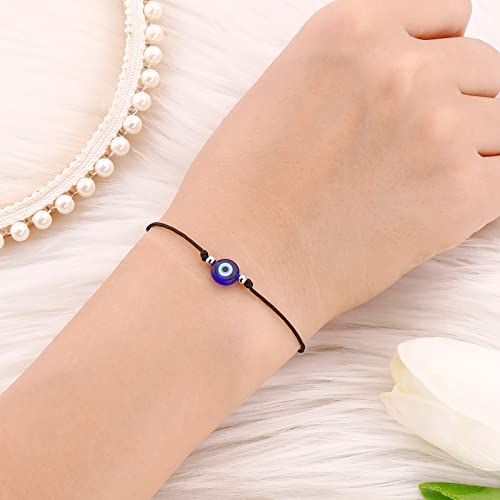 Summer Love Hand Made 12Pcs Evil Eye Bracelets Pack Bulk Set Women Men Evil Eye Anklet Jewelry Protection Braclet Black Red String Boys&Girls (12Pcs Black) #TOP1