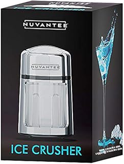 Nuvantee Ice Crusher  Manual Hand Crank Crushers w/Built-in Stainless-Steel Blades for Customisable Cubes - Bucket and Spoon Included