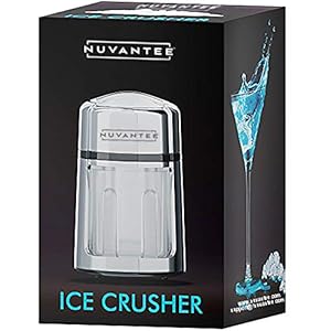 Nuvantee Ice Crusher – Manual Hand Crank Crushers w/Built-in Stainless-Steel Blades for Customisable Cubes – Bucket and Spoon Included