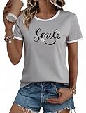 Material: Camiseta manga corta mujer diseñada para ofrecer comodidad excepcional todo el día. Hecha de 65% poliéster 30% algodón 5% elastano, diseño suelto camiseta básica, ligera, transpirable amigable con la piel. Ideal para viajes ocio.