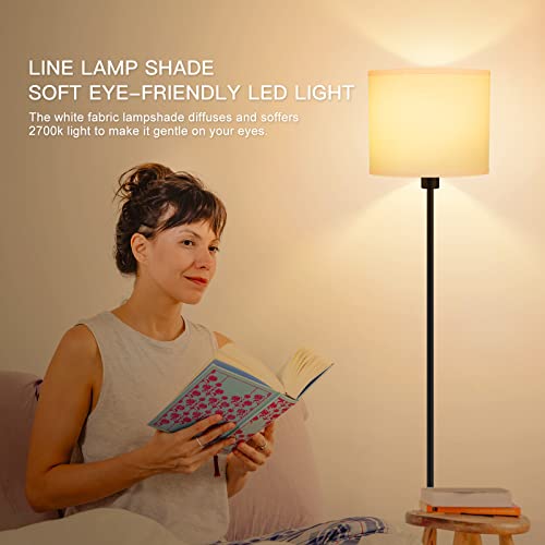 Floor Lamps For Living Room, Modern Standing Lamp With Bulb(12W, 2700K), White Lamp Shades, Foot Switch, Simple Pole Lamps Tall Lamp For Bedroom,Office/Living Room/Nightstand, Boho Reading Floor Lamp #TOP5