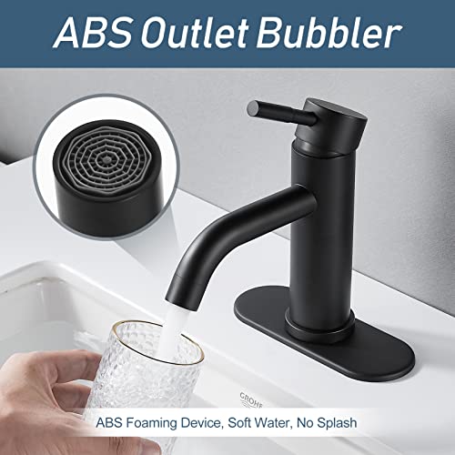 Genbons Black Bathroom Faucet Single Hole Rv Bathroom Faucet Stainless Steel Bathroom Sink Faucet 1 Hole With 3 Hole Deck Plate，Water Supply Lines With Cupc Certification #TOP1