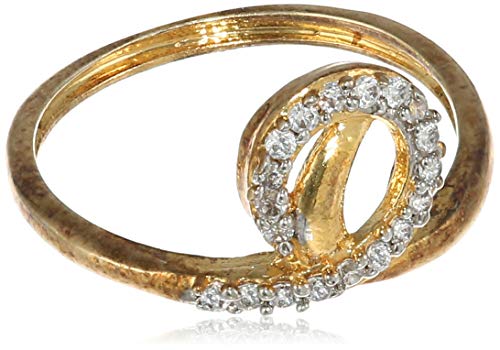 Image of Estele american diamond and gold plate half half designer ring for women