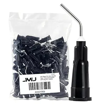 JMU 100Pcs Bent Dispensing Tips 20g, Blunt Tip Dispensing Needle, Dental Pre Bent Flow Dispensing Etch Tips, Disposable Oral Irrigation Needle Tips
