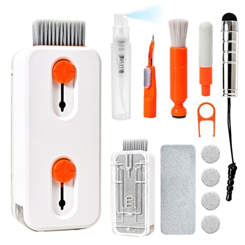 Tastatur-Reinigungsset mit einziehbarer Tastaturbürste und Multifunktions-Reinigungsstift für MacBook, iPad, iPhone, Tablet, PC, TV-Kameraobjektiv, Handy, PC-Monitor (weiß)