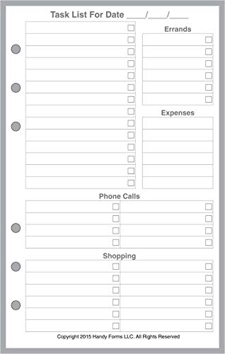 Compact Size Daily Task Planner Insert, Sized and Punched for Franklin Covey Compact and Other Notebooks (4.25" x 6.75")