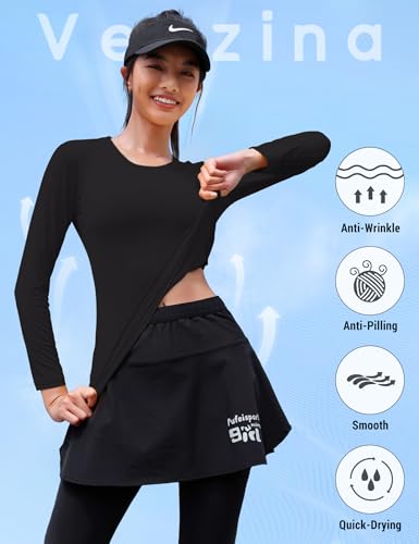 Image of Venzina Women's Long Sleeve Quick Dry T-Shirt UPF 50+ Sun Protection |Moisture Wicking, Stretchable, Lightweight Athletic Top for Yoga, Running, Dance, Gym & Casual Wear
