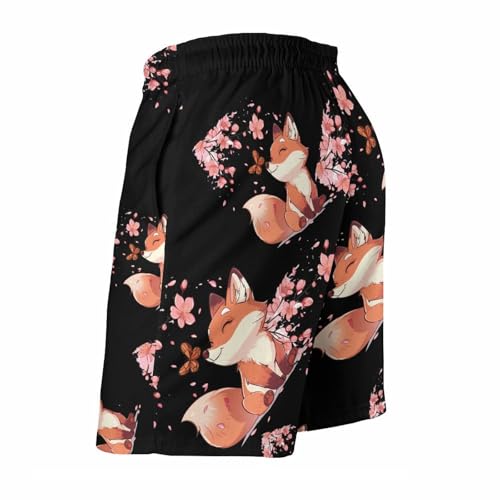 Japanese Fox Cherry Flower Trees Men's Swim Trunks Lightweight Bathing Suit Board Shorts Hawaiian Beach Swimwear3