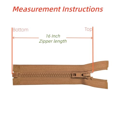 Image of YaHoGa 2PCS #5 16 inch Separating Jacket Zippers for Sewing Coats Jacket Zipper Replacement Plastic Zippers Bulk (16 inch Brown)