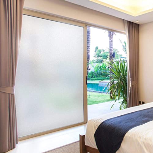 Instruban Window Privacy Film Frosted Glass Covering For Bathroom Opaque Static Cling Heat Control Door Sticker For Office Living Room Non-Adhesive - Matte Pure, 17.5 X 78.7 Inches #TOP3