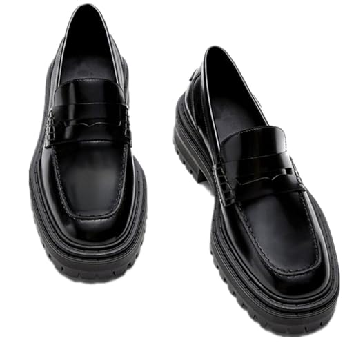 Loafers for Women Women's Flat Shoes Style Fashion Thick Sole Genuine Leather Slip-On Loafers3