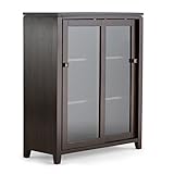 Simpli Home INT-AXCCOS-MED-CF Cosmopolitan Solid Wood 36 inch wide Contemporary Medium Storage Cabinet in Coffee Brown