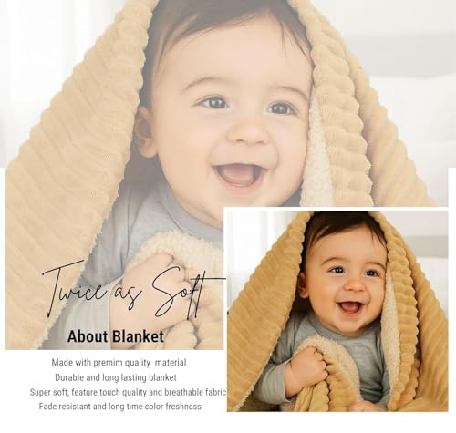 Image of VAS COLLECTIONS Ultra Soft Baby Blanket | Flannel + Sherpa | 2-Layer All-Season AC Sheet for Newborns (0-24 M) - Beige