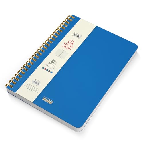 Image of SOLO Velvet Finish Spiral Notebook | A5 Size, 160 Unruled Pages, 80 GSM | Fountain Pen Friendly Premium Journal for Sketching & Writing