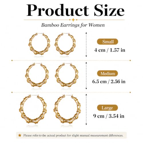 Bamboo Earrings for Women 90s Heart Hoop Earrings Gold Bamboo Hoop Earring Oversized Hip Hop Rainbow Earring Jewelry Gifts by Aonklot - Used condition - Image 5