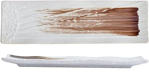 長角皿 2枚セット 陶器 お皿セット すし 焼き物皿 魚 皿 刺身皿 焼き魚皿 寿司皿 長皿 魚料理 和食 揚げ物 お茶 ソース入 薬味壺 長方形 プレート 食器 レストラン 居酒屋 和風 磁器 おしゃれ (2枚セット(約28.7x8.5x2cm),長角皿