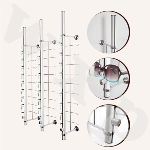 Soporte para gafas de sol, expositor para venta al por menor de gafas, 10 unidades de expositores para gafas, 10 monturas de aluminio con cierre, capacidad para 12 pares de gafas (12 unidades).