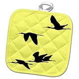 3dRose Taiche - Vector Art - Ibis - Silhouette of Ibises In Flight - Potholders (phl_355399_1)