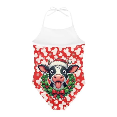 Image of Christmas Girls One-Piece Swimsuits Beach Halter Swimwear Bathing Suit for 3-10 Years